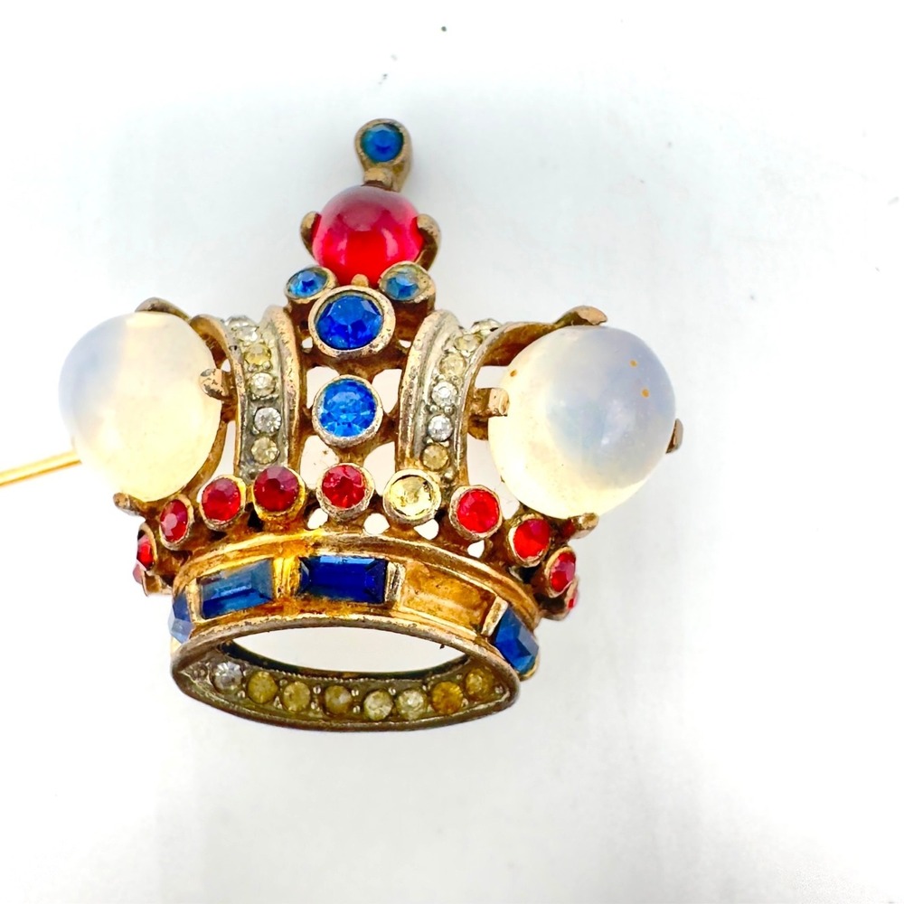 Vintage Trifari Jelly Belly Crown Pin Brooch Sterling Silver Alfred Filippe - Picture 9 of 16